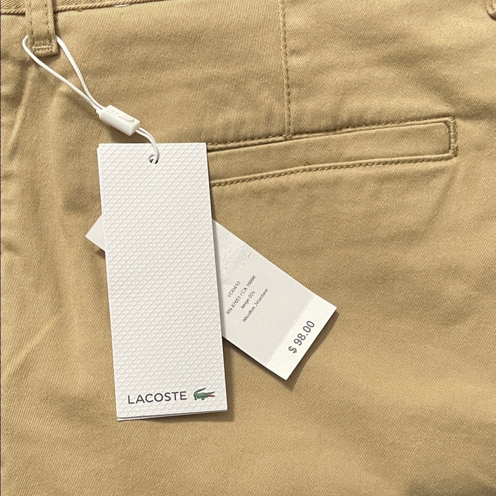 Lacoste mens beige shorts